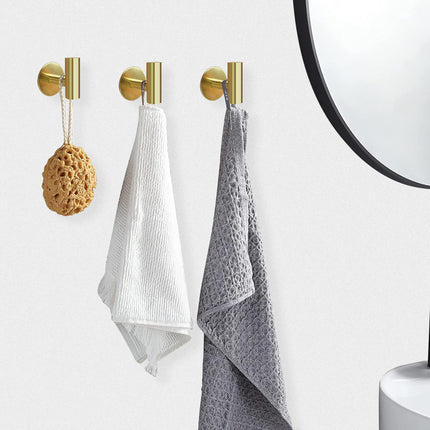 2 Pcs Wall Mount Self Adhesive Bathroom Towel Hooks Holder Cloth Hanger Hook Door Hanger Gold 3