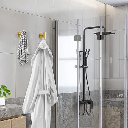 2 Pcs Wall Mount Self Adhesive Bathroom Towel Hooks Holder Cloth Hanger Hook Door Hanger Gold 4