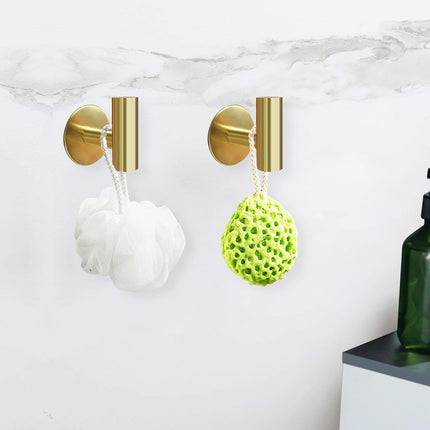 2 Pcs Wall Mount Self Adhesive Bathroom Towel Hooks Holder Cloth Hanger Hook Door Hanger Gold 5