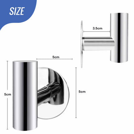 2 Pcs Wall Mount Self Adhesive Bathroom Towel Hooks Holder Cloth Hanger Hook Door Hanger Poliched Chrome 3