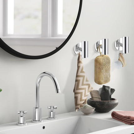 2 Pcs Wall Mount Self Adhesive Bathroom Towel Hooks Holder Cloth Hanger Hook Door Hanger Poliched Chrome 6