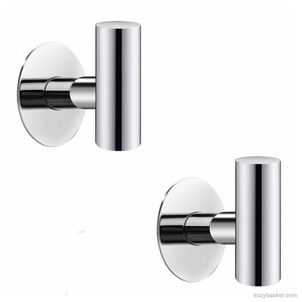 2 Pcs Wall Mount Self Adhesive Bathroom Towel Hooks Holder Cloth Hanger Hook Door Hanger Poliched Chrome
