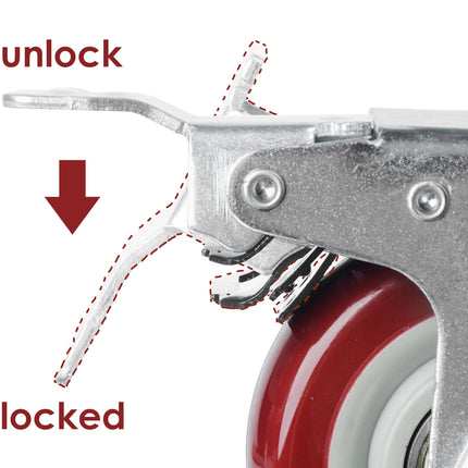 3 inch Heavy Duty Casters Lockable Caster Wheel Swivel Casters Castor with Brakes for Furniture and Workbench Cart 6