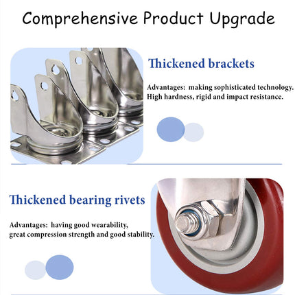 4 inch Heavy Duty Casters Lockable Caster Wheel Swivel Casters Castor with Brakes for Furniture and Workbench Cart 3