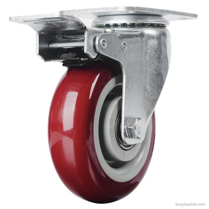 4 inch Heavy Duty Casters Lockable Caster Wheel Swivel Casters Castor with Brakes for Furniture and Workbench Cart