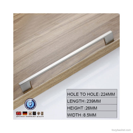 Brushed Nickel Kitchen Door Cabinet Drawer Handle Pulls 224MM