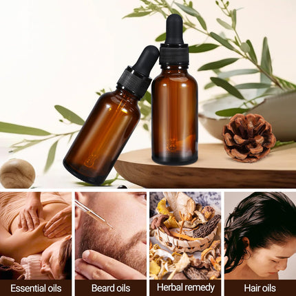 50ml (5 Pack) Amber Glass Dropper Bottle Liquid Essential Oils Bottle Bottles Leakproof Glass Tincture Bottles 4