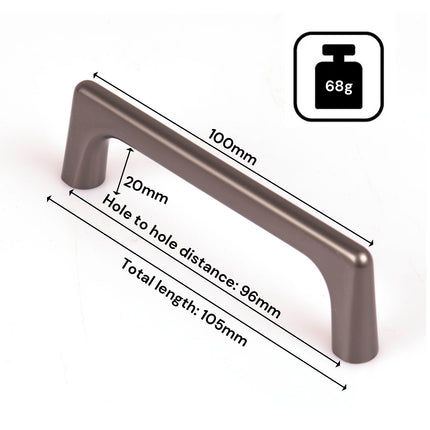 Black Zinc Kitchen Cabinet Handles Drawer Bar Handle Pull 96mm 4