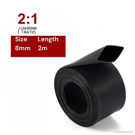 2m Polyolefin Shrink Tube 5/16" (8mm) 2:1 Ratio Heat Shrink Tubing Sleeving Wrap Shrinking