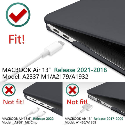 MacBook Air 13 Inch Case 2020 2019 2018, A1932, A2179,A2337 Shell Case Keyboard Cover Black 5