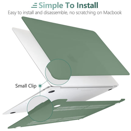 Suitable for  MacBook Air 13 Inch Case 2022 2021 2020 2019 2018, A1932, A2179, A2337 Shell Case Keyboard Cover Dark Green 9