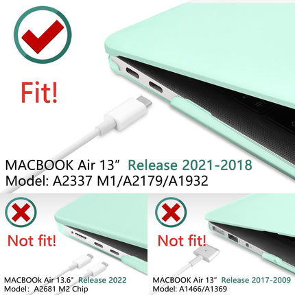 MacBook Air 13 Inch Case 2020 2019 2018, A1932, A2179, A2337 Shell Case Keyboard Cover Green 10