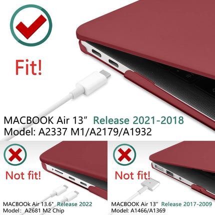MacBook Air 13 Inch Case 2020 2019 2018, A1932, A2179,A2337 Shell Case Keyboard Cover Wine Red 3