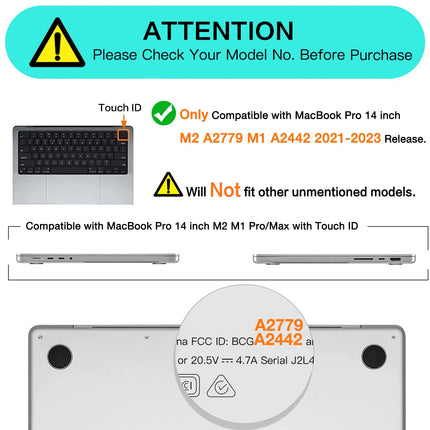 Suitable for MacBook Pro 14 Max Inch Case 2023 2022 2021 M2 A2779 M1 A2442 Hardshell Case Keyboard Cover White 2