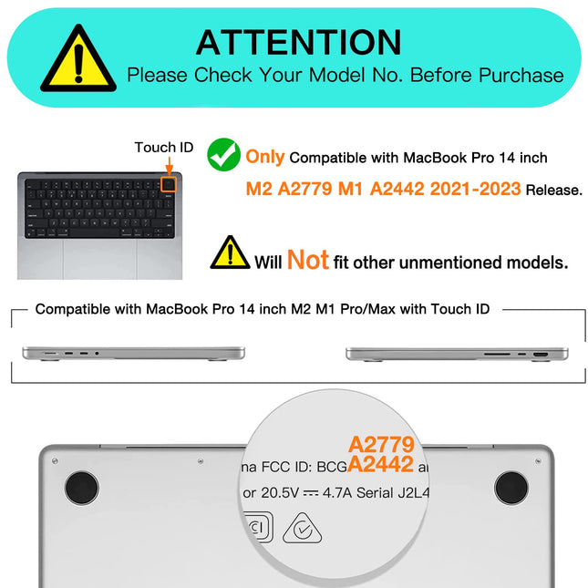 Suitable for MacBook Pro 14 Max Inch Case 2023 2022 2021 M2 A2779 M1 A2442 Hardshell Case Keyboard Cover White 2