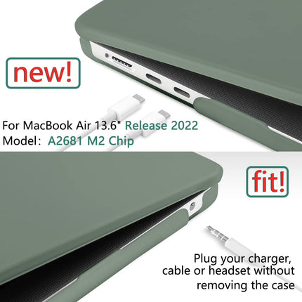 Suitable for  2023 2022 MacBook Air 13 inch case M2 Model A2681 Hard Shell Case Keyboard Cover Midnight Green 4