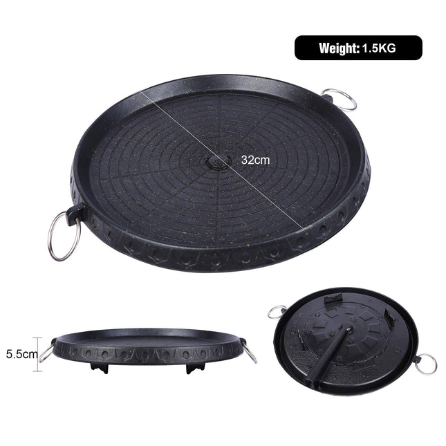 Korean BBQ Grill Pan Non-Stick Smokeless Stovetop BBQ Grill Plate Indoor Outdoor 2