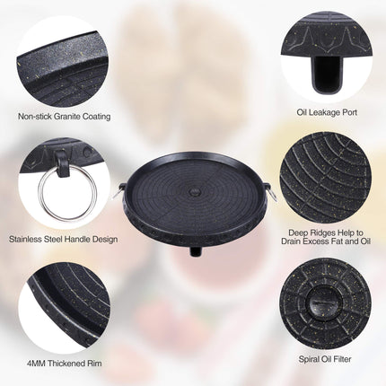 Korean BBQ Grill Pan Non-Stick Smokeless Stovetop BBQ Grill Plate Indoor Outdoor 3