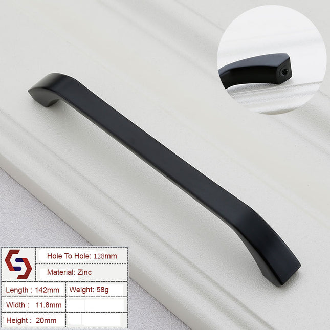 Zinc Kitchen Cabinet Handles Bar Drawer Handle Pull black color hole to hole 128MM 2