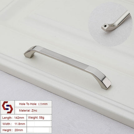 Zinc Kitchen Cabinet Handles Bar Drawer Handle Pull silver color hole to hole 128MM 2