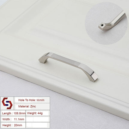 Zinc Kitchen Cabinet Handles Bar Drawer Handle Pull silver color hole to hole 96MM 2