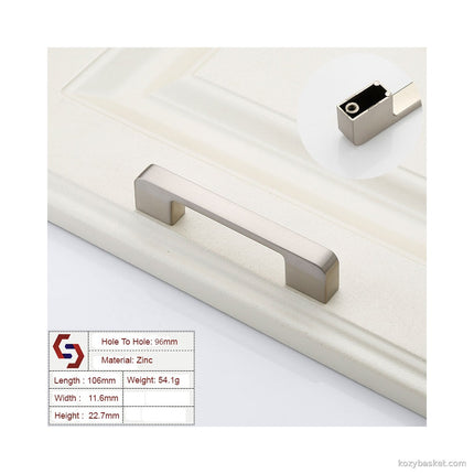 Zinc Kitchen Cabinet Handles Drawer Bar Handle Pull brushed silver color hole to hole size 96mm