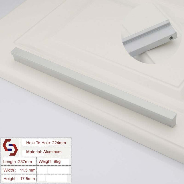 Aluminium Kitchen Cabinet Handles Drawer Bar Handle Pull Silver 224mm 2