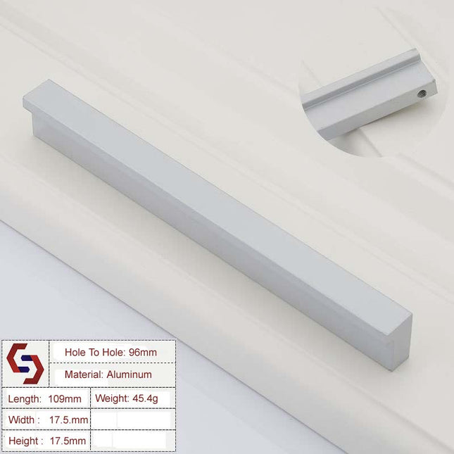 Aluminium Kitchen Cabinet Handles Drawer Bar Handle Pull Silver 96mm 2