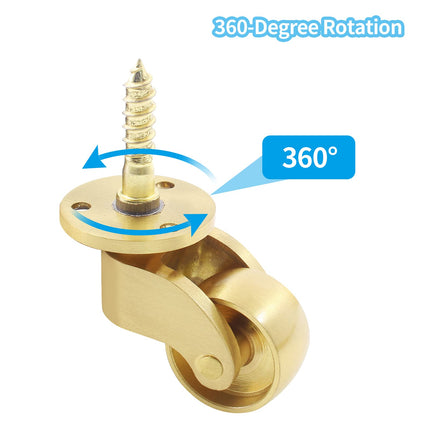25mm Castor Brass Caster Wheel Swivel Vintage Chairs Cabinet Bed Furniture Wheels Brass 2