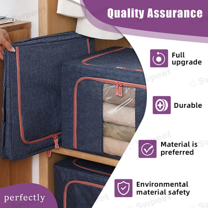 24L Cloth Storage Box Closet Organizer Storage Bags Clothes Storage Bags Wardrobe Organizer Idea Blue 6