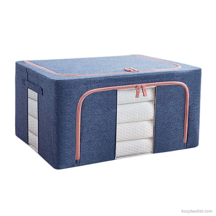 24L Cloth Storage Box Closet Organizer Storage Bags Clothes Storage Bags Wardrobe Organizer Idea Blue