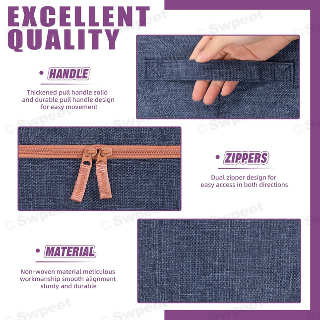 66L Cloth Storage Box Closet Organizer Storage Bags Clothes Storage Bags Wardrobe Organizer Idea Grey Blue 2