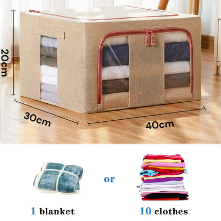 24L Cloth Storage Box Closet Organizer Storage Bags Clothes Storage Bags Wardrobe Organizer Idea CREAM 2