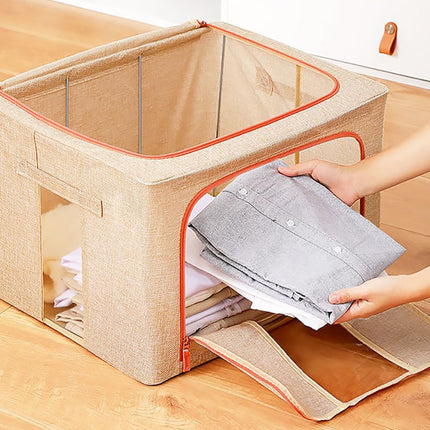 24L Cloth Storage Box Closet Organizer Storage Bags Clothes Storage Bags Wardrobe Organizer Idea CREAM 7