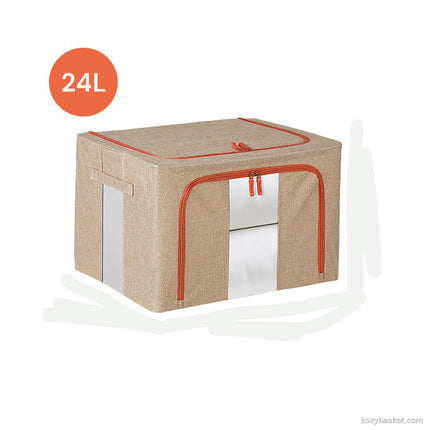 24L Cloth Storage Box Closet Organizer Storage Bags Clothes Storage Bags Wardrobe Organizer Idea CREAM