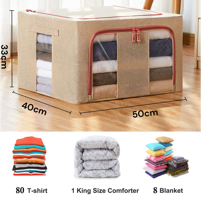 66L Cloth Storage Box Closet Organizer Storage Bags Clothes Storage Bags Wardrobe Organizer Idea CREAM 2