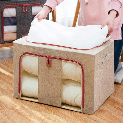 66L Cloth Storage Box Closet Organizer Storage Bags Clothes Storage Bags Wardrobe Organizer Idea CREAM 3