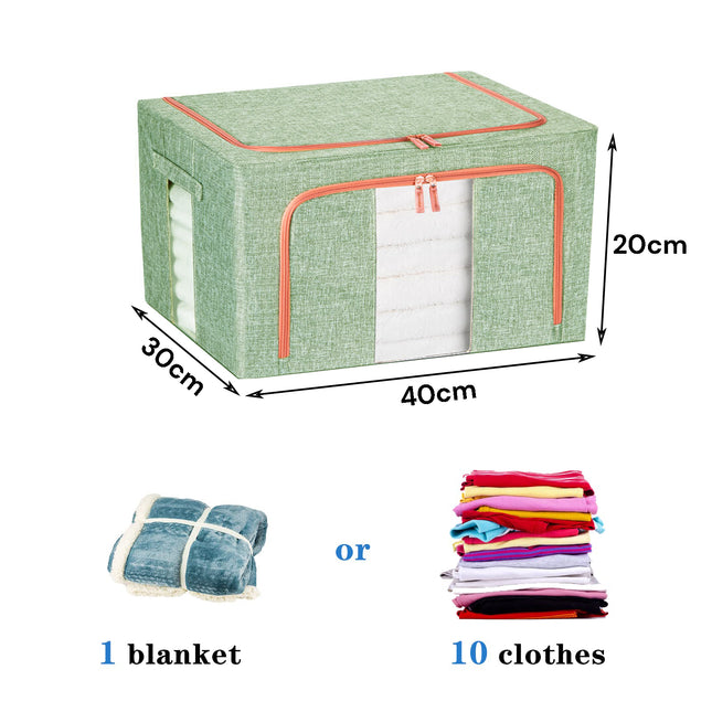24L Cloth Storage Box Closet Organizer Storage Bags Clothes Storage Bags Wardrobe Organizer Idea GREEN 2