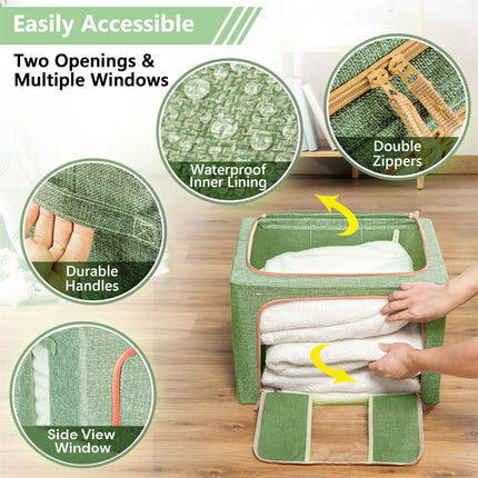24L Cloth Storage Box Closet Organizer Storage Bags Clothes Storage Bags Wardrobe Organizer Idea GREEN 3