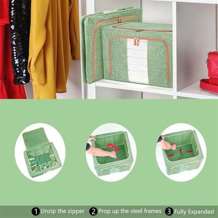 24L Cloth Storage Box Closet Organizer Storage Bags Clothes Storage Bags Wardrobe Organizer Idea GREEN 5