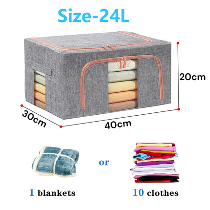 24L Cloth Storage Box Closet Organizer Storage Bags Clothes Storage Bags Wardrobe Organizer Idea Grey 3