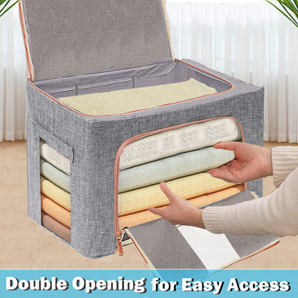 24L Cloth Storage Box Closet Organizer Storage Bags Clothes Storage Bags Wardrobe Organizer Idea Grey 6