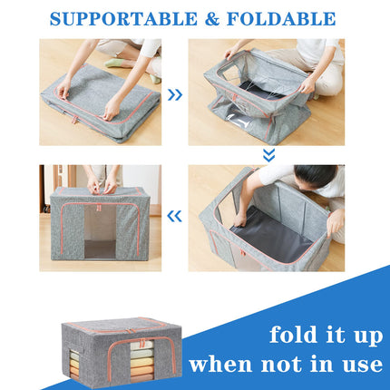 24L Cloth Storage Box Closet Organizer Storage Bags Clothes Storage Bags Wardrobe Organizer Idea Grey 7