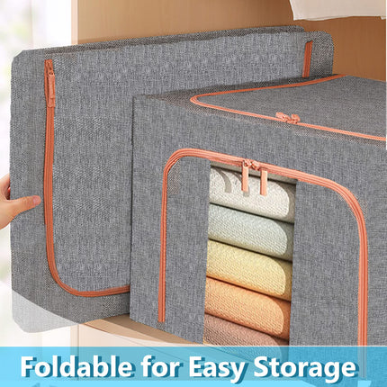 24L Cloth Storage Box Closet Organizer Storage Bags Clothes Storage Bags Wardrobe Organizer Idea Grey 9