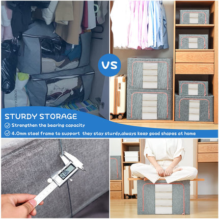 66L Cloth Storage Box Closet Organizer Storage Bags Clothes Storage Bags Wardrobe Organizer Idea Grey 3