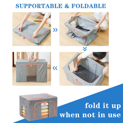 66L Cloth Storage Box Closet Organizer Storage Bags Clothes Storage Bags Wardrobe Organizer Idea Grey 7