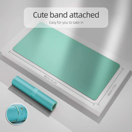 Green 90cm*45cm Dual UseOffice Desk Pad Waterproof PU Leather Computer Mouse Pad 3