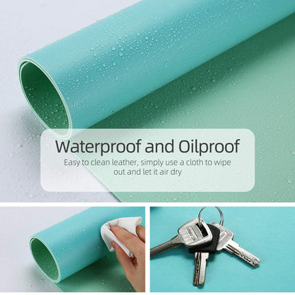 Green 90cm*45cm Dual UseOffice Desk Pad Waterproof PU Leather Computer Mouse Pad 4