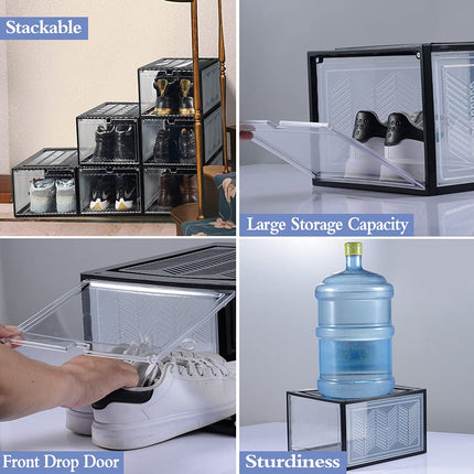 Large Shoe Storage Boxes Stackable Shoe Box Organisers Containers Display Cases Bins Magnetic Door 3