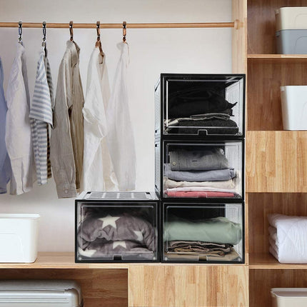 Large Shoe Storage Boxes Stackable Shoe Box Organisers Containers Display Cases Bins Magnetic Door 5